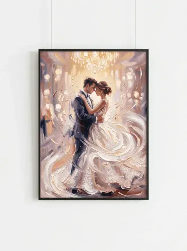 Oil Painting Wedding Dance Flowing Gown framed preview