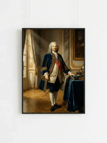 Oil Portrait Aristocrat Blue Velvet Coat framed preview