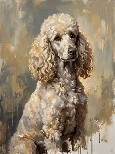 Oil Portrait Cream Poodle Curly Coat
