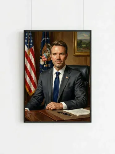 Oil Portrait Executive Navy Tie Formal framed preview