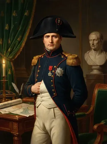 Oil Portrait Military Commander Bicorne Hat