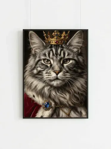 Oil Portrait Regal Cat Crown Jewels framed preview