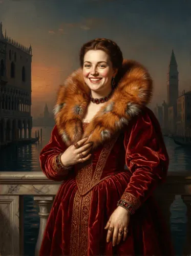 Oil Portrait Venetian Fur Collar Nobility