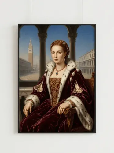 Oil Portrait Venetian Noble Fur Collar framed preview