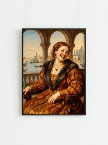 Oil Portrait Venetian Princess Golden Brocade framed preview