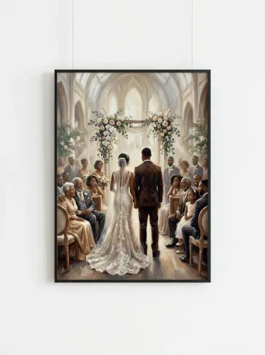 Oil Wedding Ceremony Floral Arch Canvas framed preview