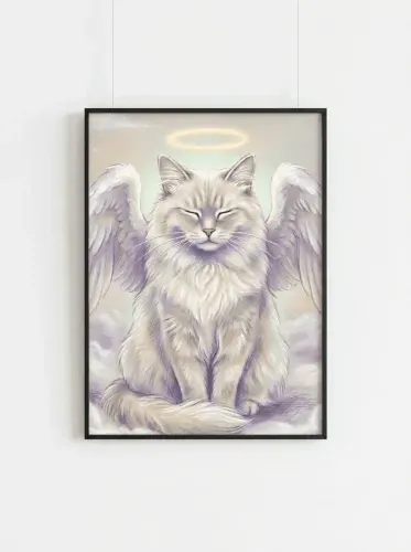 Pastel Angel Cat Halo Heaven framed preview