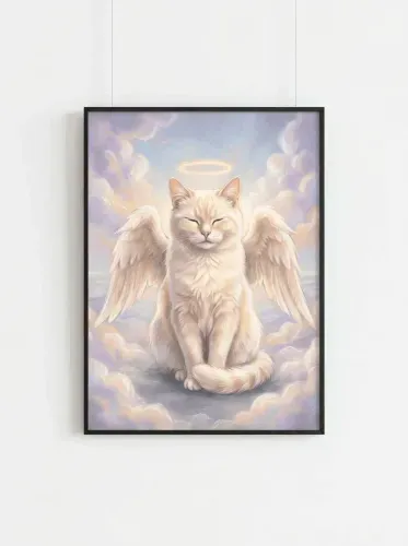 Pastel Angel Cat Heavenly Halo Portrait framed preview