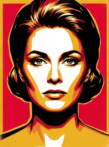 Pop Art Bold Woman Red Gold Portrait