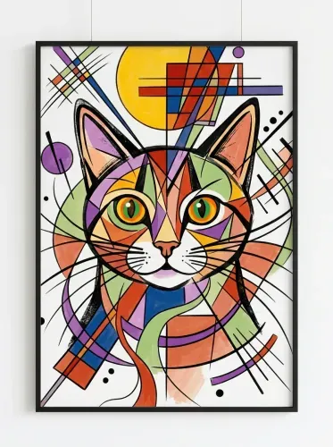Pop Art Cat Golden Eyes Geometric framed preview