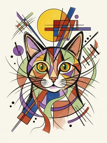 Pop Art Cat Golden Eyes Geometric