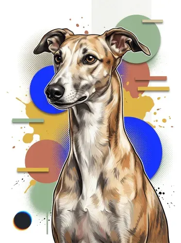 Pop Art Dog Portrait Geometric Shapes