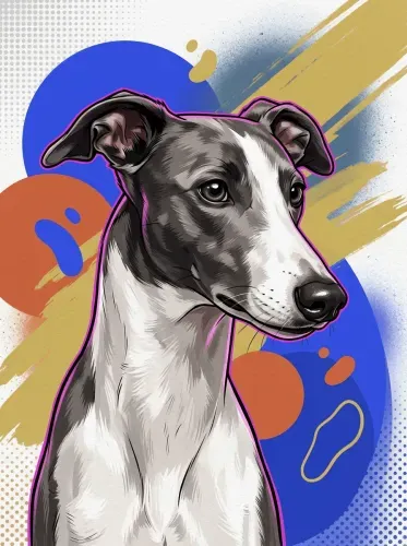 Pop Art Greyhound Magenta Outline Portrait
