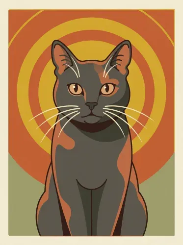 Pop Art Sacred Cat Golden Halo Portrait