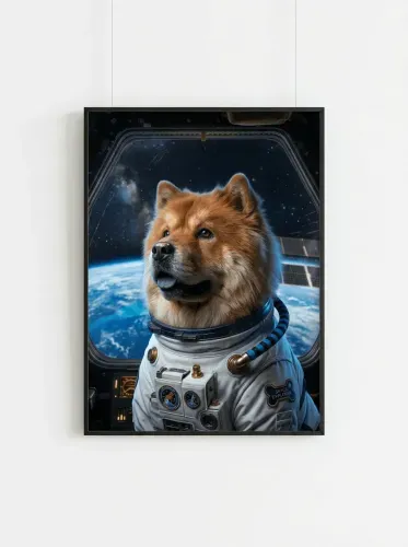 Realistic Astronaut Chow Chow Space Explorer framed preview