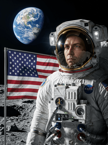 Realistic Astronaut Moon Landing Canvas