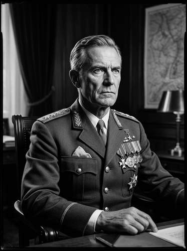 Realistic Black & White Military Portrait