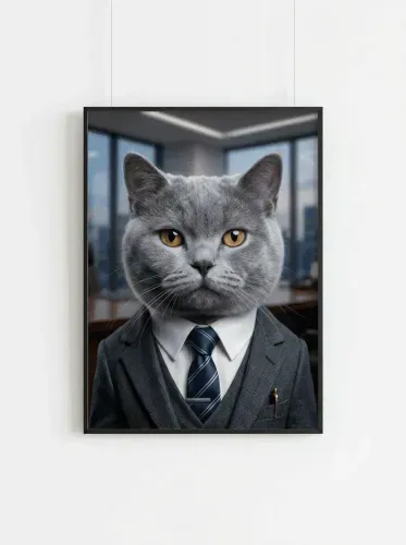 Realistic Corporate Cat Business Suit Portrait framed preview
