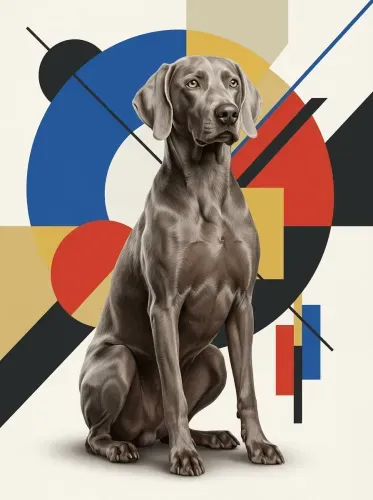 Realistic Dog Portrait Geometric Pop Art