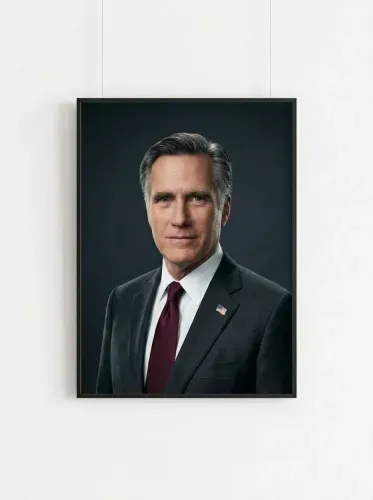 Realistic Executive Portrait Burgundy Tie framed preview