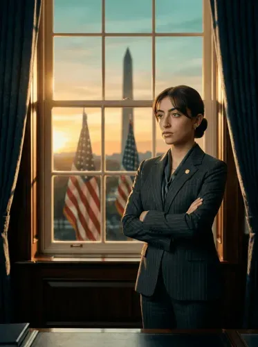 Realistic Executive Portrait Washington Monument View