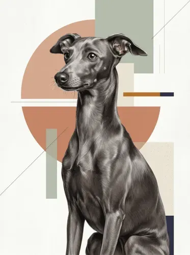 Realistic Greyhound Portrait Geometric Composition
