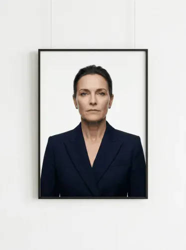 Realistic Headshot Navy Blazer Portrait framed preview