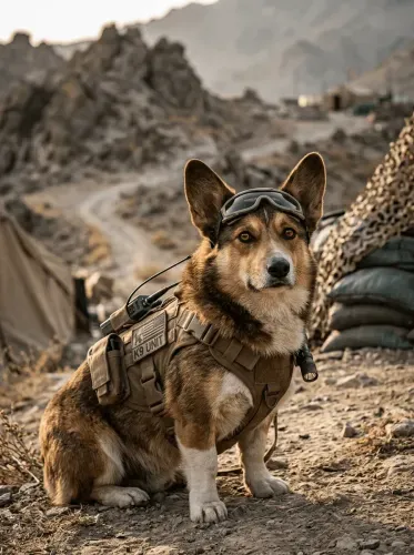 Realistic K9 Military Dog Tactical Portrait