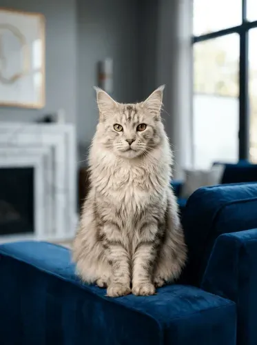 Realistic Maine Coon Golden Eyes Portrait