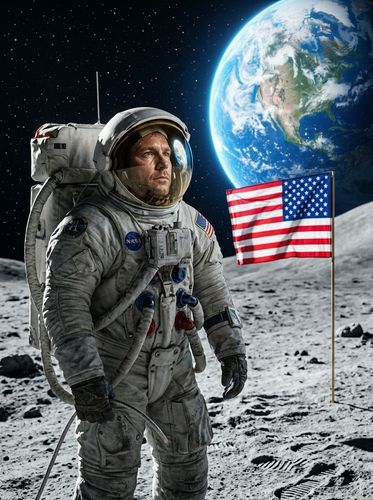 Realistic Moon Landing Portrait