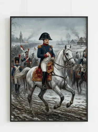 Realistic Oil Napoleon White Horse Winter framed preview