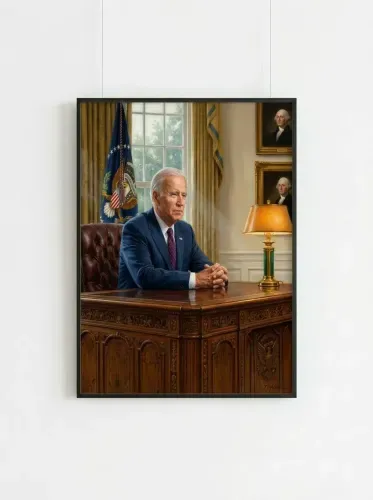 Realistic Oil Portrait Executive Office Setting framed preview