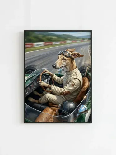 Realistic Racing Dog Aviator Portrait framed preview