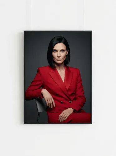 Realistic Red Blazer Executive Portrait framed preview