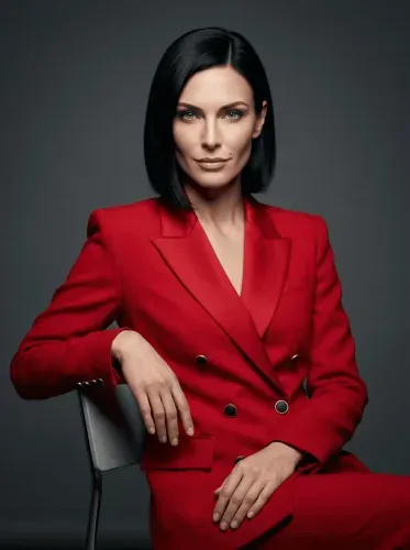 Realistic Red Blazer Executive Portrait