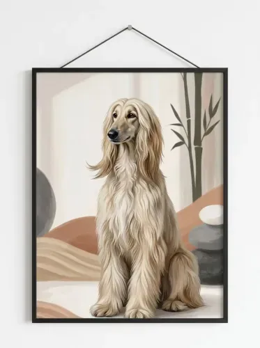 Realistic Saluki Portrait Zen Landscape framed preview