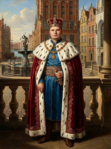 Regal Crimson Monarch Portrait