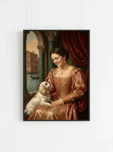 Renaissance Oil Portrait Venetian Palazzo Woman framed preview