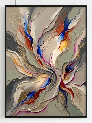 Textured Mixed Media Abstract Flowing Colors framed preview