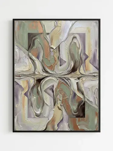 Textured Oil Impasto Abstract Grid Canvas framed preview