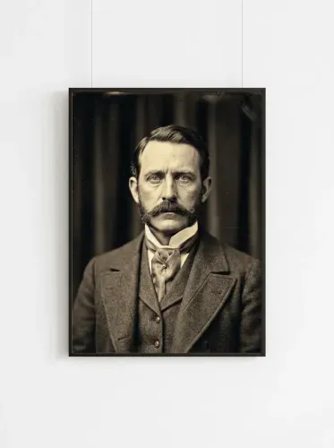 Vintage Portrait Handlebar Mustache Sepia framed preview