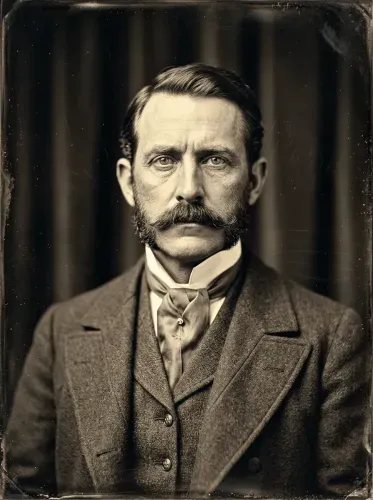 Vintage Portrait Handlebar Mustache Sepia