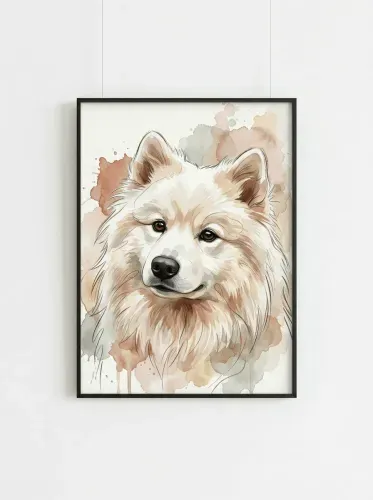 Watercolor Cream Corgi Gentle Portrait framed preview