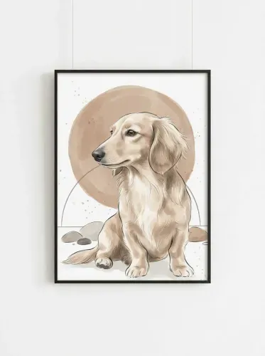 Watercolor Dachshund Portrait Warm Tones framed preview