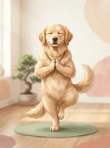 Watercolor Golden Retriever Meditation Pose
