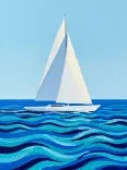 Acrylic Sailboat Layered Ocean Waves