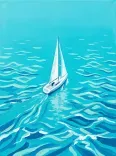 Acrylic Sailboat Turquoise Ocean Waves
