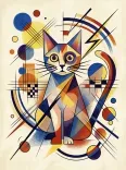 Cubist Cat Geometric Multicolor Abstract