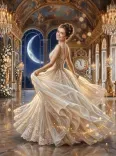Digital Oil Gown Moonlit Ballroom Portrait