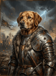 Digital Oil Warrior Dog Medieval Armor